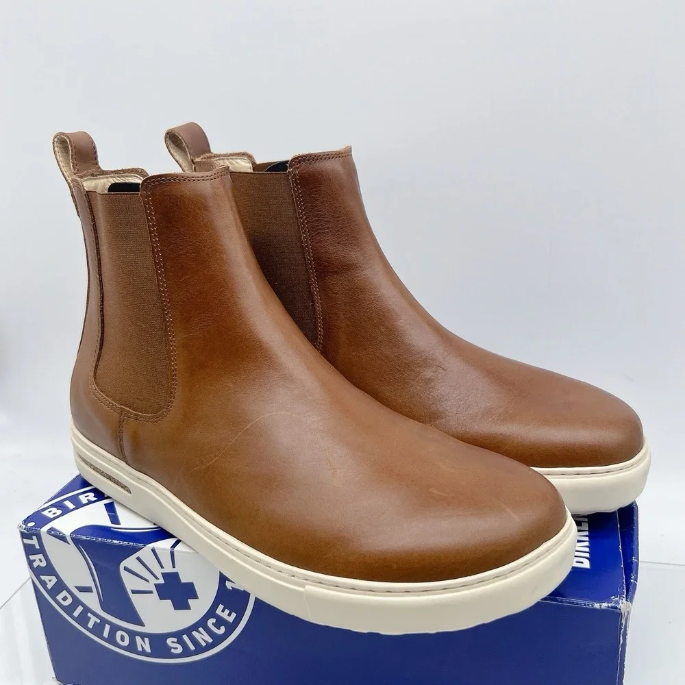 Birkenstock Men's Bend Chelsea Boots Pull On Brown Leather Size US 12 EU 45